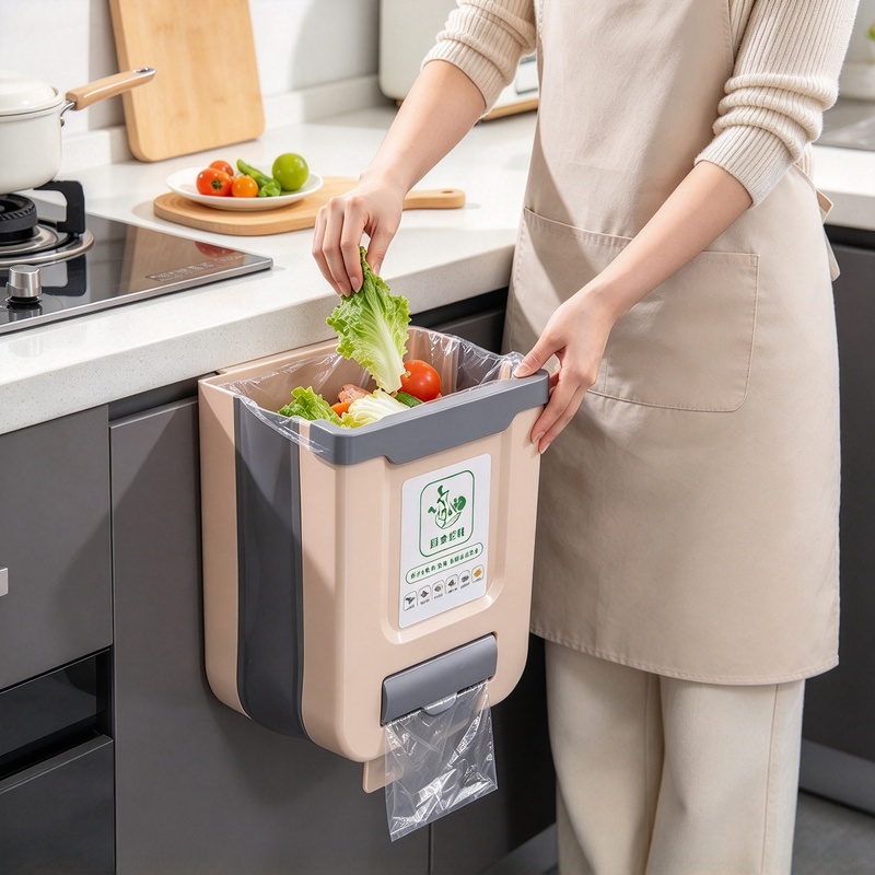 Commercial Kitchen Bin - 10L Schlanker Faltbarer Hängender Mülleimer, Wandmontierter